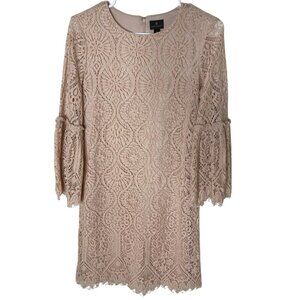Pink Crochet Lace Shift Dress • Worthington Small • Feminine Coquette Core